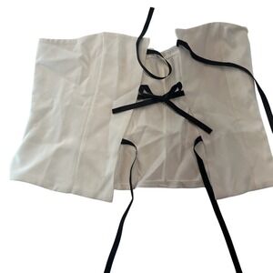 White Corset Top with Black Ribbon Tie Straps‎ Sleevelesse Size M